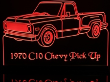 1970 Chevy C10 Pickup Acrylic Lighted Edge Lit LED Sign / Light Up Plaque Full Size Made in USA
