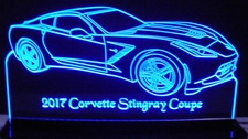 2017 Corvette Stingray Coupe Acrylic Lighted Edge Lit LED Sign / Light Up Plaque Full Size Made in USA