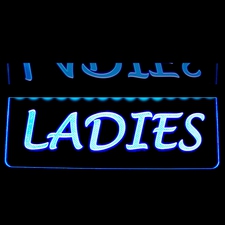 Ladies Restroom Mens Gents Women Bathroom Ceiling Mount Acrylic Lighted Edge Lit LED Sign / Light Up Plaque Full Size Made in USA