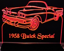 1958 Buick Special Convertible Acrylic Lighted Edge Lit LED Sign / Light Up Plaque Full Size Made in USA