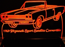 1969 Sport Satellite Convertible Acrylic Lighted Edge Lit LED Sign / Light Up Plaque Full Size Made in USA