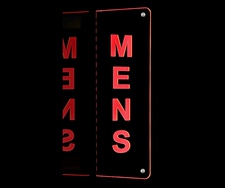 Mens Restroom Ladies Double Sided Sign 16" Acrylic Lighted Edge Lit LED Sign / Light Up Plaque Full Size Made in USA