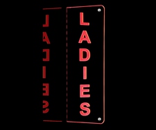 Ladies Restroom Mens Double Sided Sign 16" Acrylic Lighted Edge Lit LED Sign / Light Up Plaque Full Size Made in USA