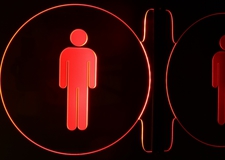 Mens Restroom Bathroom Circle Round No Text Right Side Mount Acrylic Lighted Edge Lit LED Sign / Light Up Plaque Full Size Made in USA