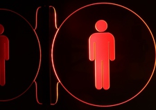 Man Restroom Bathroom Circle Round Left Side Mount No Text 11" Only Acrylic Lighted Edge Lit LED Sign / Light Up Plaque Full Size Made in USA