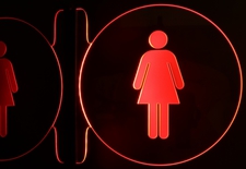 Ladies Restroom Bathroom No Text Left Side Mount Acrylic Lighted Edge Lit LED Sign / Light Up Plaque Full Size Made in USA