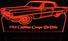 1968 Cadillac Coupe DeVille Acrylic Lighted Edge Lit LED Sign / Light Up Plaque Full Size Made in USA