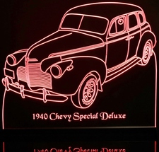 1940 Chevy Special Deluxe Acrylic Lighted Edge Lit LED Sign / Light Up Plaque Full Size Made in USA