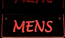 Mens Restroom Ladies Bathroom Horizontal Acrylic Lighted Edge Lit LED Sign / Light Up Plaque Full Size Made in USA