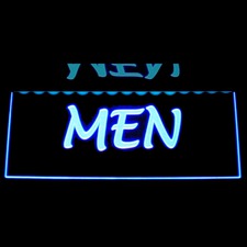 Mens Restroom Ladies Men Ceiling Mount or Flat to Wall Mount Acrylic Lighted Edge Lit LED Sign / Light Up Plaque Full Size Made in USA