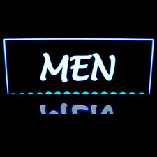 Men Ladies Restroom Mens Gents Women Bathroom Desk Mount Shown Acrylic Lighted Edge Lit LED Sign / Light Up Plaque Full Size Made in USA
