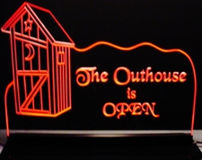 Outhouse Advertising Business Logo Acrylic Lighted Edge Lit LED Sign / Light Up Plaque Full Size Made in USA