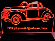 1939 Ply Business Coupe Acrylic Lighted Edge Lit LED Sign / Light Up Plaque Full Size Made in USA