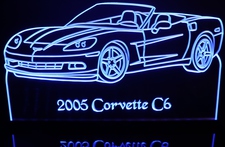2005 Corvette C6 Convertible Acrylic Lighted Edge Lit LED Sign / Light Up Plaque Full Size Made in USA