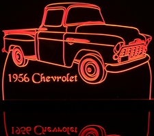 1956 Chevy Pickup Truck Acrylic Lighted Edge Lit LED Sign / Light Up Plaque Full Size Made in USA