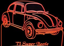 1973 VW Volkswagon Super Beetle Acrylic Lighted Edge Lit LED Car Sign / Light Up Plaque