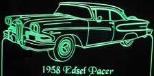 58 Edsel Pacer Acrylic Lighted Edge Lit LED Sign / Light Up Plaque Full Size Made in USA