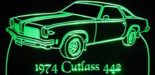 1974 Oldsmobile Cutlass 442 Acrylic Lighted Edge Lit LED Car Sign / Light Up Plaque
