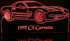 1997 Corvette C5 Acrylic Lighted Edge Lit LED Sign / Light Up Plaque Full Size Made in USA