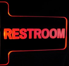 Restroom Ladies Mens Gents Bathroom Women Men Acrylic Lighted Edge Lit LED Sign / Light Up Plaque Full Size Made in USA