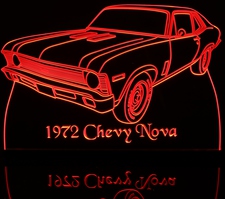 1972 Chevy Nova Acrylic Lighted Edge Lit LED Sign / Light Up Plaque Chevrolet Full Size Made in USA