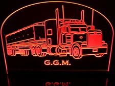 Semi with Trailer 3356 Acrylic Lighted Edge Lit LED Sign / Light Up Plaque Full Size Made in USA
