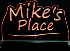 Mikes Mike Place Room Den Office (add your own name) Acrylic Lighted Edge Lit LED Sign / Light Up Plaque Full Size Made in USA