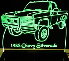 1985 Chevy Pickup Truck Silverado Acrylic Lighted Edge Lit LED Sign / Light Up Plaque Full Size Made in USA
