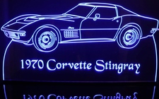 1970 Corvette Stingray Acrylic Lighted Edge Lit LED Sign / Light Up Plaque Full Size Made in USA