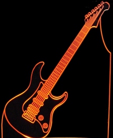Guitar Upright (Add Your Text) Acrylic Lighted Edge Lit LED Sign / Light Up Plaque Full Size Made in USA