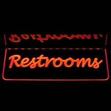 Restrooms Ladies Mens Gents Women Bathroom Ceiling Mount Style Acrylic Lighted Edge Lit LED Sign / Light Up Plaque Full Size Made in USA