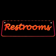 Restrooms Ladies Mens Gents Women Bathroom Mounts flat to the Wall Style Acrylic Lighted Edge Lit LED Sign / Light Up Plaque Full Size Made in USA