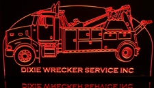 Wrecker Tow Truck Acrylic Lighted Edge Lit LED Sign / Light Up Plaque Full Size Made in USA