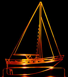 Yacht Boat Acrylic Lighted Edge Lit LED Sign / Light Up Plaque Full Size Made in USA