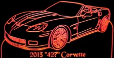 2013 Corvette Convertible 427 Acrylic Lighted Edge Lit LED Sign / Light Up Plaque Full Size Made in USA
