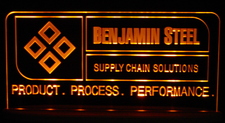 Benjamin Steel Business logo sign Acrylic Lighted Edge Lit LED Sign / Light Up Plaque Full Size Made in USA
