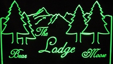Evergreen Trees Mountains Acrylic Lighted Edge Lit LED Sign / Light Up Plaque Full Size Made in USA